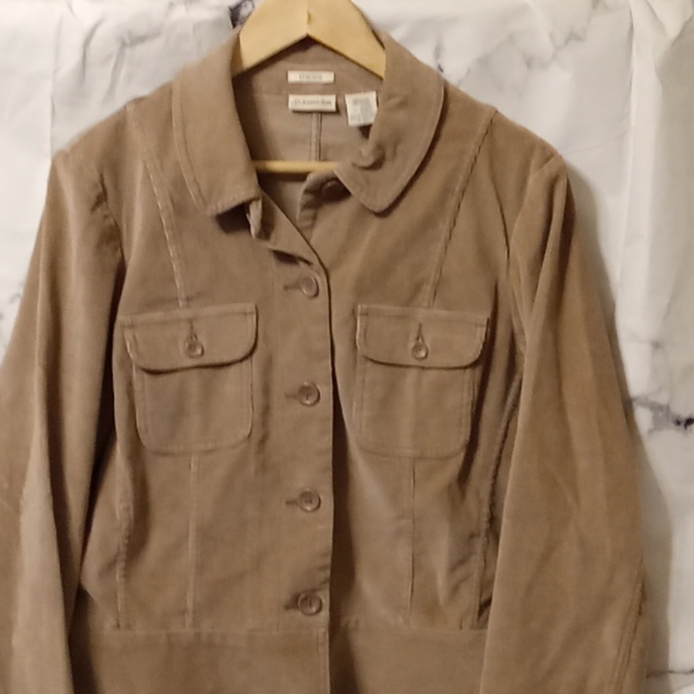 St. John's Bay Tan Suede Button-Front Jacket - Picture 2 of 9